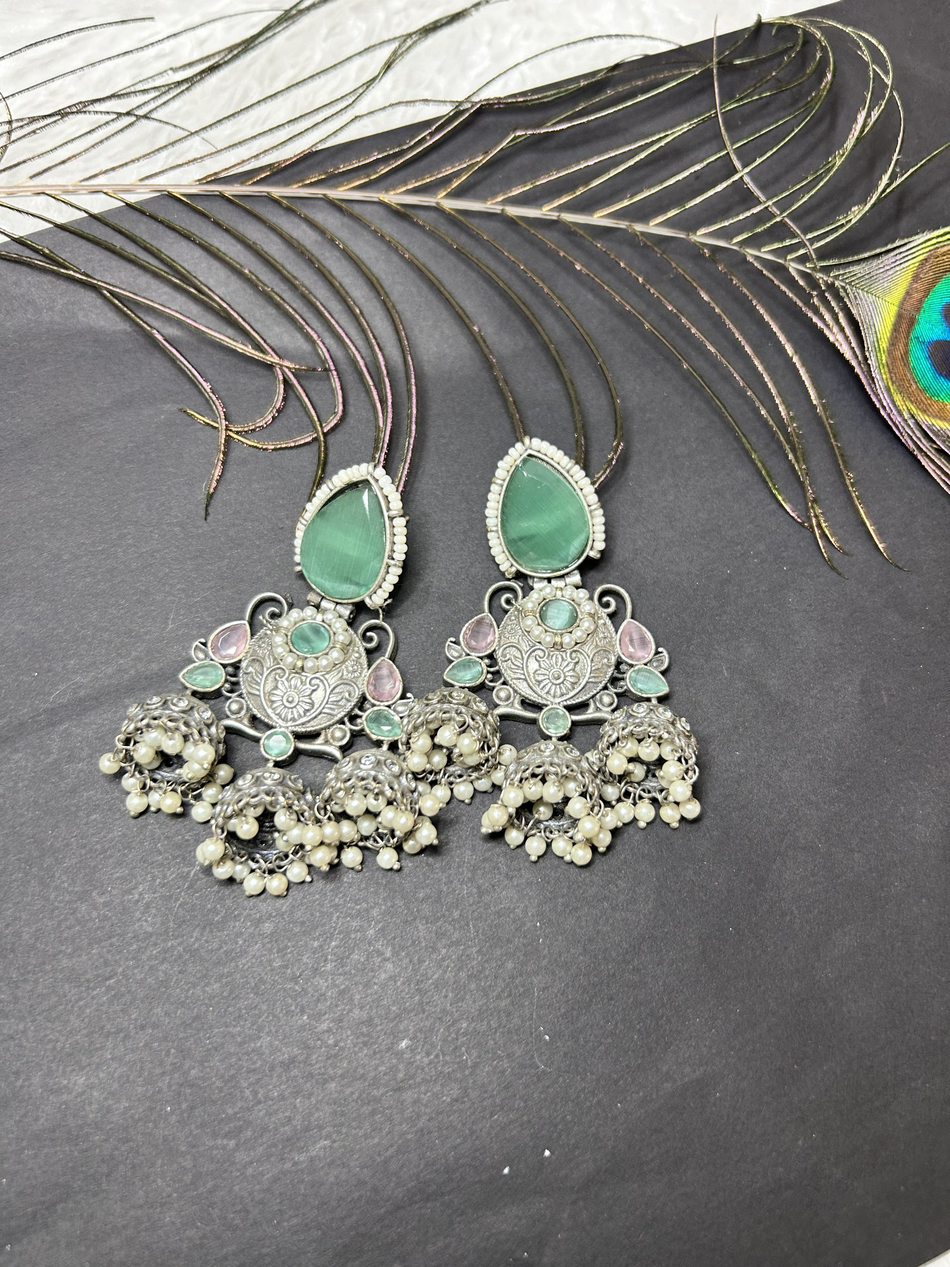 E22B - Triveni Brass Triple Jhumka