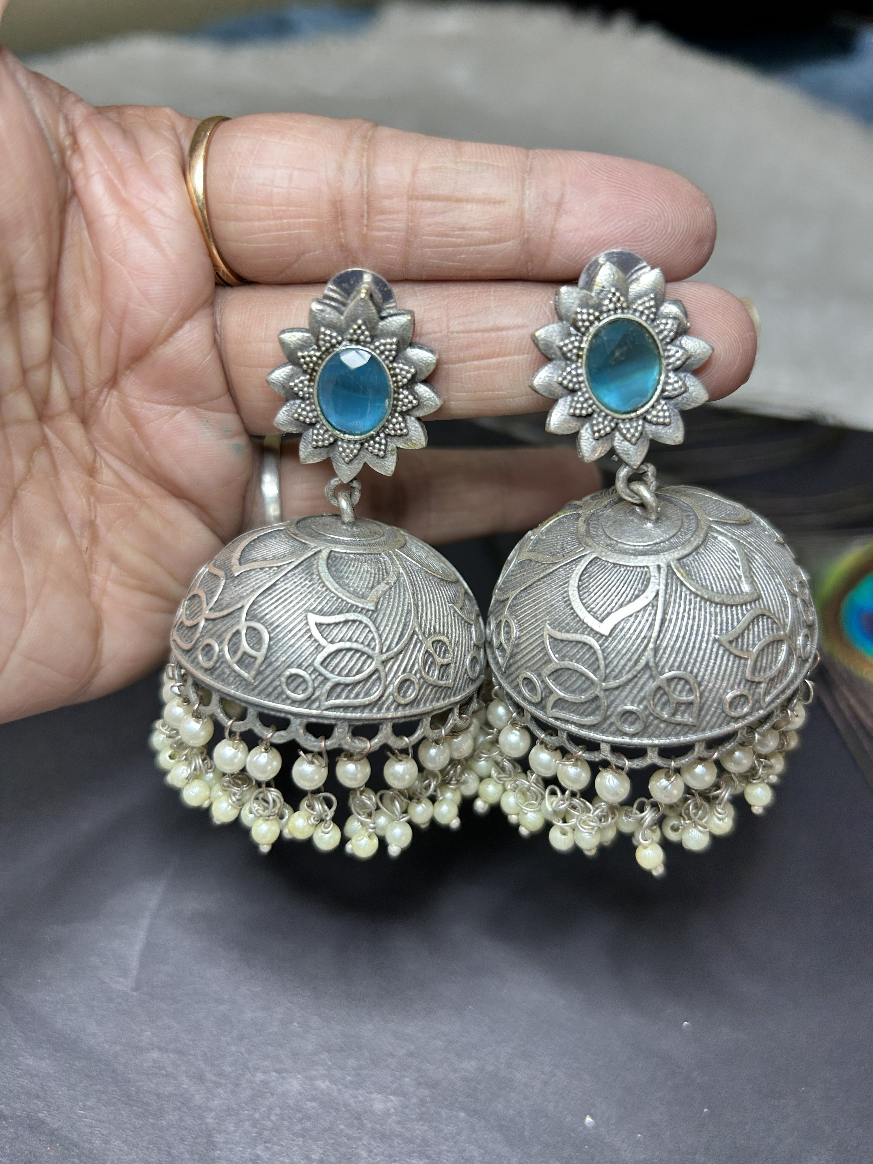 E23B - Phool Brass Handcrafted Jhumka