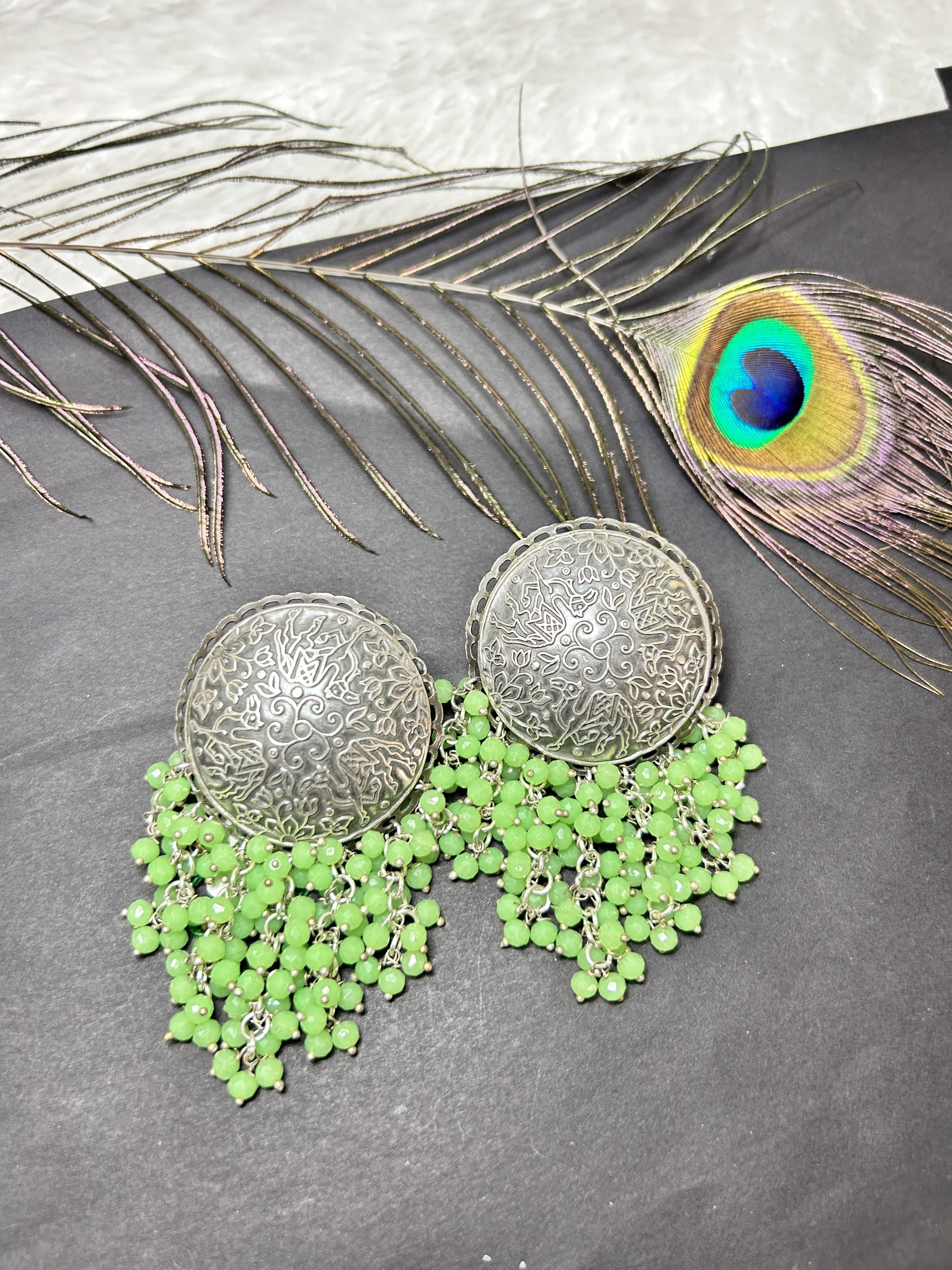 E81B - Jharna Brass earrings with colored drops