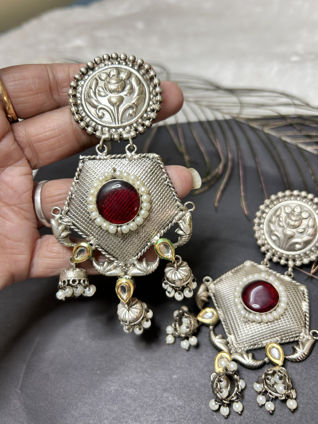 E79B - Virat Brass Earrings