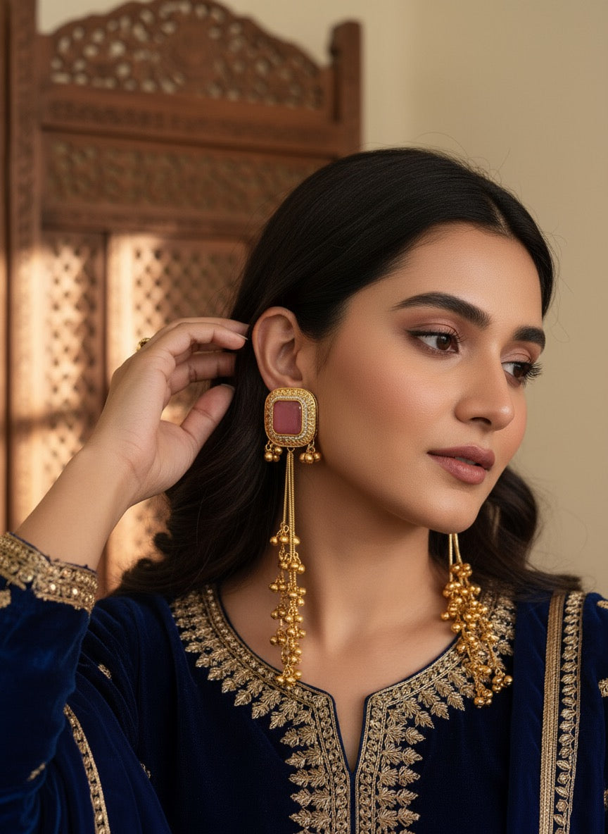 Rosy Kashmiri long earring