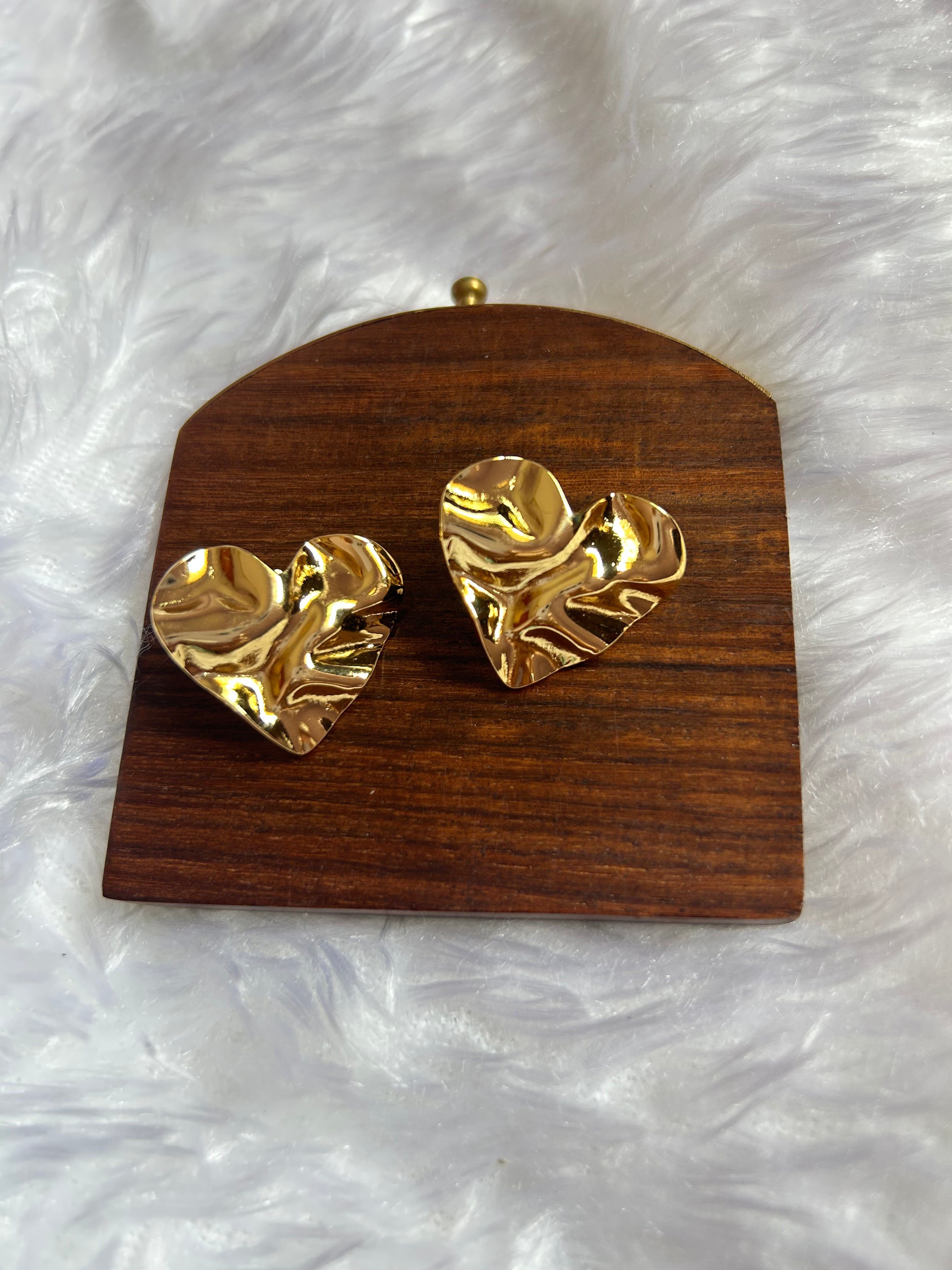 Heart Anti Tarnish Golden Stud Earrings