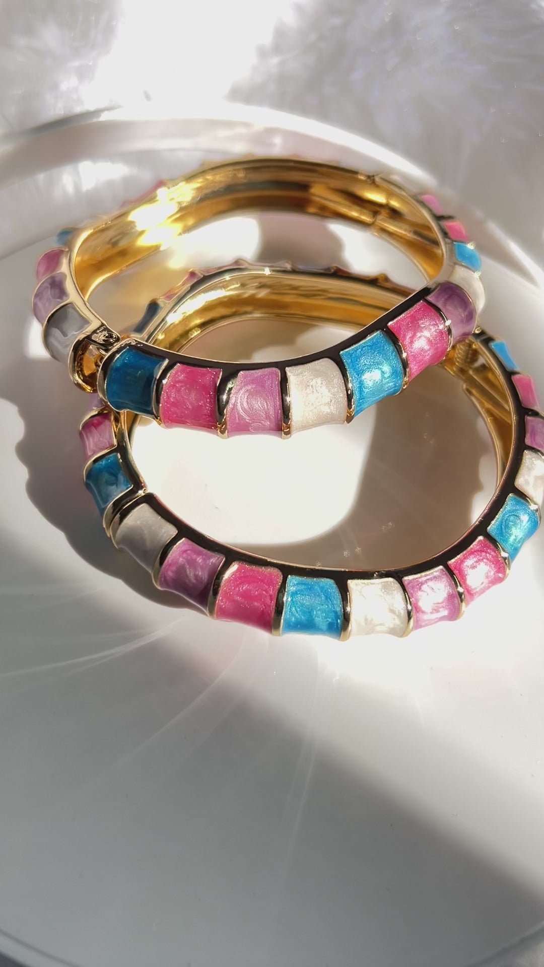 Indra Multicolored Enamel Anti Tarnish Bracelet/Bangles Pair